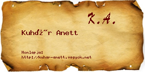 Kuhár Anett névjegykártya