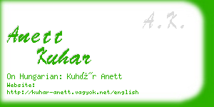anett kuhar business card